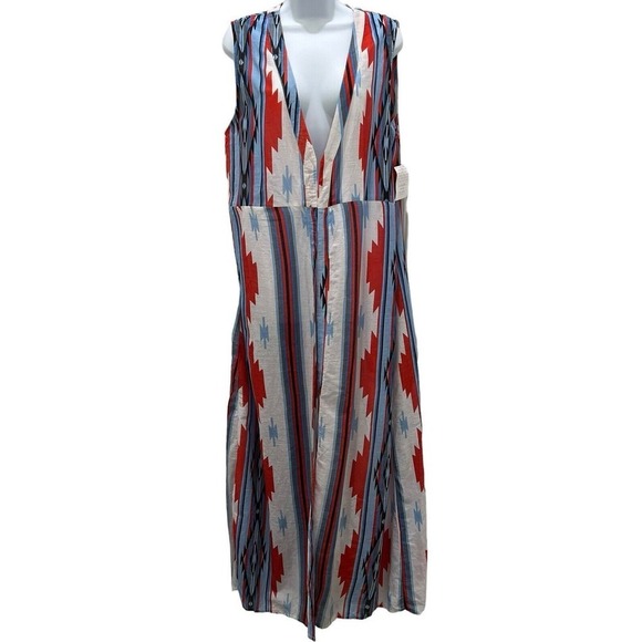 Crazy Train Size M Kimono Duster Aztec Tribal Southwest Print Sleeveless Long - Picture 2 of 14
